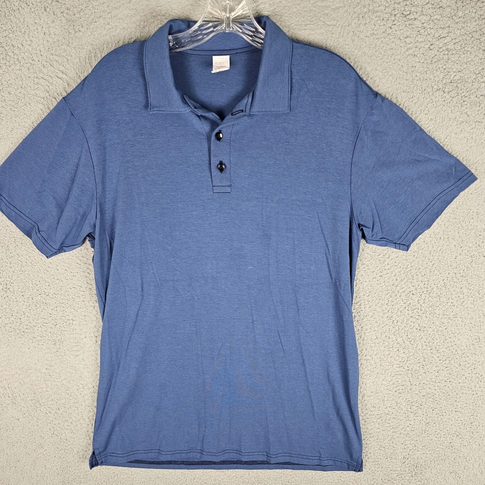 Jerico Polo Shirt Mens Large Blue Bamboo Stretch Short Sleeve Made in Canada